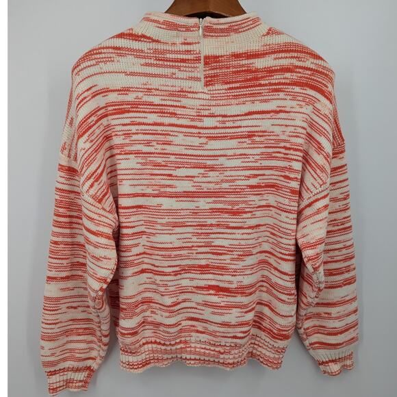 Nine West XXL Red White Abstract Knit Sweater Gen Z Cozy Cottagecore Dopamine - Picture 2 of 4